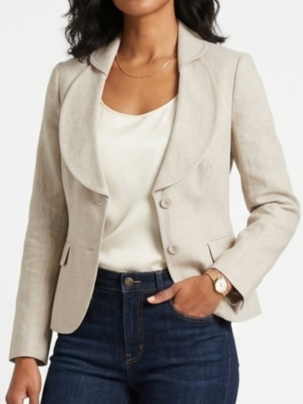 Ben Sherman Pinstripe Preppy Round Collar Cotton Blazer- Sz. Sm